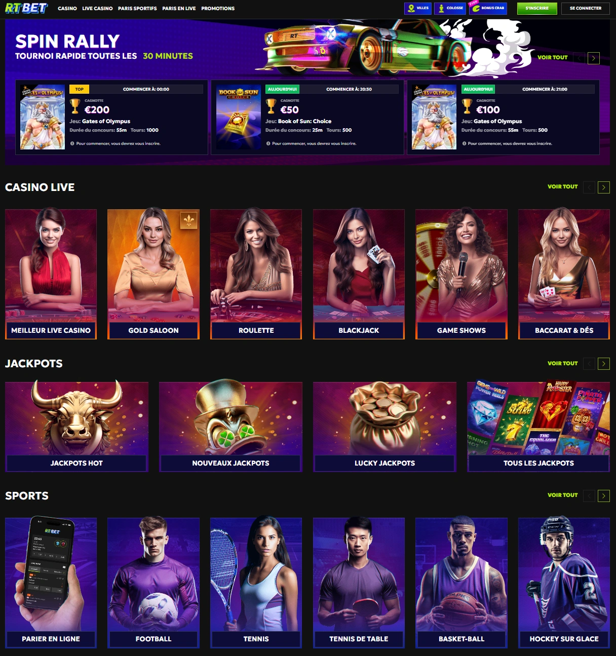 RTBet Interface et design